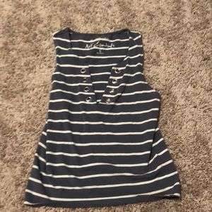 Grey and white striped deep v tank top